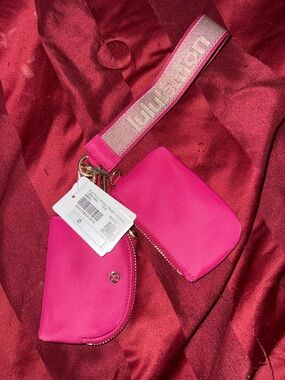 Lululemon Dual Pouch Wristlet Berry Rumble Wordmark
